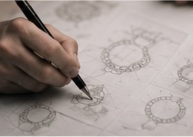 Jewellery design sketches drawn by hand